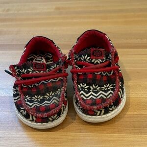 Hey Dude Kids Moccasins - Red and Black Geometric